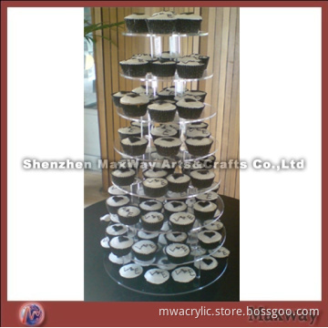 Clear Round Promotional 7-tiered Acrylic Wedding Cupcakes Display Stand Rack